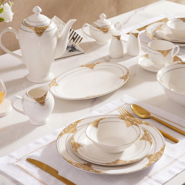 White china dinner service on sale